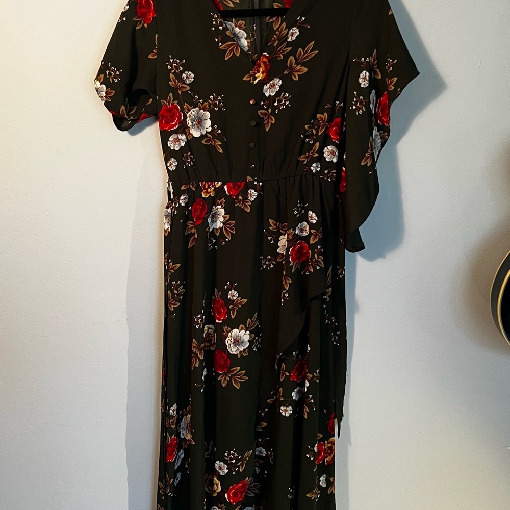 Floral Forest Green Dress